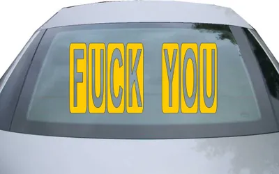 Produktbild von Indigos UG - Aufkleber Heckscheibe & Motorklappe DE6440 - gold - 600x285 mm - Fuck you - Auto Scheiben Fenster Heckklappe Tuning Racing JDM - Die cut