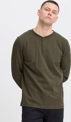 Produktbild von Blend BHTee Herren Longsleeve Langarmshirt Shirt mit Henley-Ausschnitt Logostickerei 100% Baumwolle Regular fit