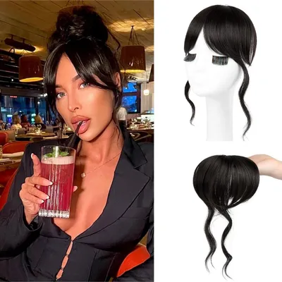 Produktbild von Clip-in Ponyfransen 30 cm Französischer Pony mit Schläfenpartie Schwarzbraun