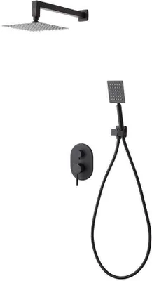 Immagine prodotto di Set doccia completo: soffione, supporto a muro, gruppo doccia nero opaco