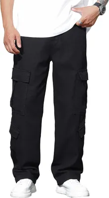 Imagen del producto de Pantalones cargo estilo baggy para hombre, confeccionados en algodón, diseño holgado, estilo streetwear años 2000, color , talla XS