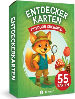 Produktbild von LIKARTO Entdeckerkarten Outdoor Suchspiel für Kinder mit 55 Karten, Natur Lernspiel mit Suchaufgaben für Garten, Wald, Park und Familienausflüge