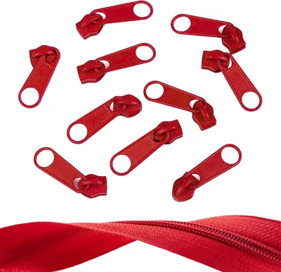 10 Reißverschluss Zipper für Endlosreißverschluss, 5mm, rot