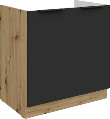 Obrázek produktu pro Dřezová skříňka LUNARA - šířka 80 cm, černá / dub artisan