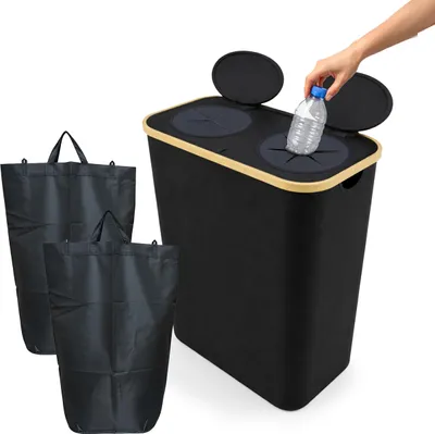 Zdjęcie produktu dla Relaxdays 4052025848934, 170 l, Prostokątny, Bambusowy, Włókno szklane, Tkanina, Plastik, Poliester, Czarny, 570 mm, 370 mm