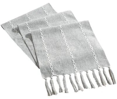Immagine prodotto di Runner da tavolo con frange, stile rustico, grigio, 32 x 240 cm, in poliestere