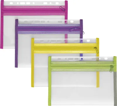 Produktbild von VELOFLEX Reißverschlussbeutel VELOBAG® XXS transparent/pink, lila, grün, gelb 0,3 mm, 4 St.