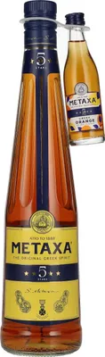 Produktbild von Metaxa 5 Stars 38% Vol. 0,7l mit 1 Metaxa 5 Stars Greek Orange 0,05l
