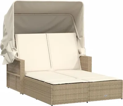 Produktbild von VidaXL 365810, Lounge, Gepolsterter Sitz, Polyrattan, Stahl, Cremefarben, Weiß, 110 kg, 2000 mm