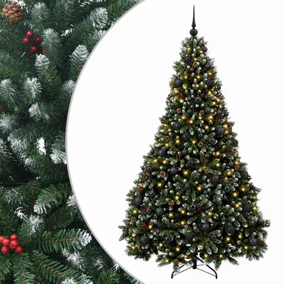 Image de vidaXL : Sapin de Noël artificiel vert avec boules de Noël, 210 cm