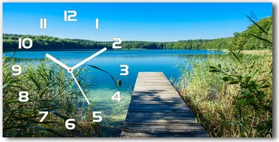 Produktbild von Wanduhr aus Glas – 60x30 cm - Glasbild - Glasuhr - Gehärtetes Glas - weisse-zeiger - Pier am See