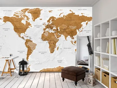 Produktbild von Vlies Fototapete Weltkarte 400x280 cm Tapeten Wandtapete XXL Geographie Kontinente k-A-0093-a-a