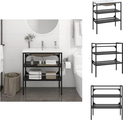 Immagine prodotto di vidaXL Mobiletto da bagno con lavabo in ferro nero - Mobiletti da bagno