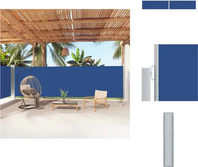 Produktbild von vidaXL Seitenmarkise Ausziehbar Blau 180x1000 cm -  Sonnenschirme & Sonnenschutze