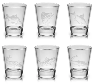 Produktbild von Delphin SHOTY Schnapsgläser mit Fisch Gravur 6er Set 55ml 5.5cl - Shotgläser