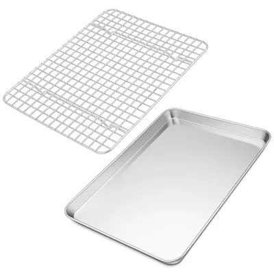 Image de Plaque de cuisson en acier inoxydable avec grille de refroidissement pour gâteaux