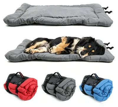 Productafbeelding van Waterdicht, opvouwbaar hondenbed, antislip hondenmat, robuust en draagbaar, geschikt voor autoreizen en buitenactiviteiten, 120x80 cm, grijs