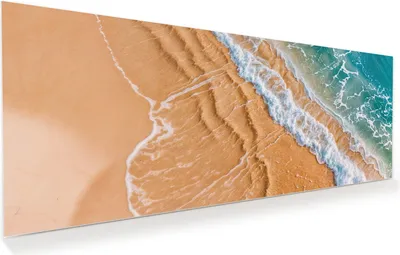 Produktbild von Glasbild 100x40cm in XXL für Wohnzimmer, Schlafzimmer Motiv Wellen am Strand