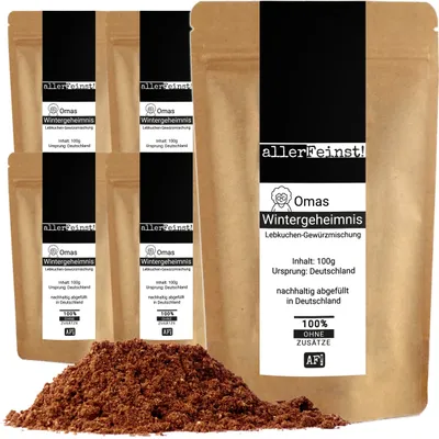 Produktbild von Omas Wintergeheimnis Lebkuchengewürz – Lebkuchengewürzmischung für Lebkuchen, n, Waffeln, Saucen, Punsch - 5 x 100g