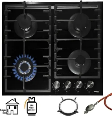 Obrázok produktu pre Phönix PG-603T plynová varná doska 4 horák sklenený plynový sporák vstavaný propán / zemný plyn H plyn