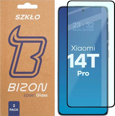 Produktbild von Gehärtetes Glas für Xiaomi 14T Pro, Bizon Glass Edge Duo, Schwarzer Rahmen, 2 Stück