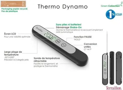 Image de Thermomètre de cuisine - Allumage automatique - Plage de température : -50 °C à +200 °C