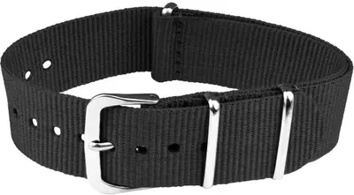 Produktbild von ClassicWatchStraps Nylonový remienok na hodinky - čierny, 18 mm, leštená strieborná