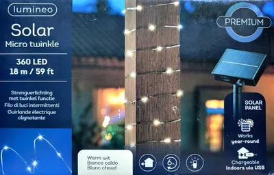 Produktbild von Solarlichterkette 180 LEDs 9 Meter warmweiß
