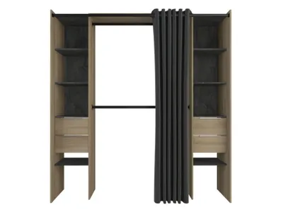 Produktbild von CBA Meubles Dana, Garderobe, 3 Regale, Matt, Vorhang Türöffnung, 15 mm, 4 Schublade(n)