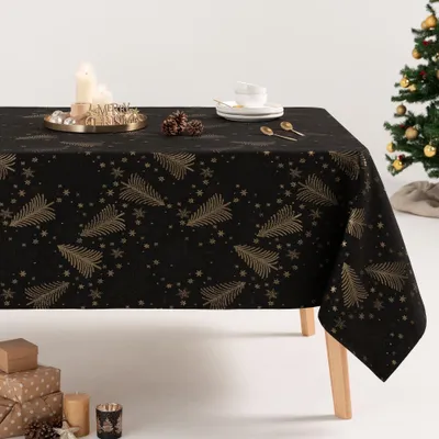 Immagine prodotto di Omgoods - Tovaglia jacquard con motivo floreale per decorazioni natalizie