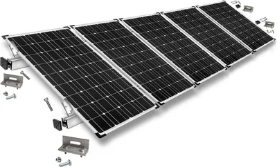 Produktbild von Befestigungskit mit Stehfalzklemmen für Schrägdachmontage 5 Solarpanele Rahmenhöhe 30mm