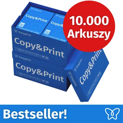 Zdjęcie produktu dla NOWOŚĆ: Easyprint Papier do drukarek i kopiarek, 10000 arkuszy, 20 x 500, A4, Premium, ekstra biały, CIE 160, Zwycięzca testów, Certyfikat PEFC