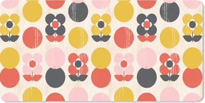 Produktbild von MuchoWow® Mauspad Mousepad Retro - Design - Blumen - Pastell 60x30 cm - Mousepads - Maus Mat - Pad - Mausunterlage - Nachhaltig