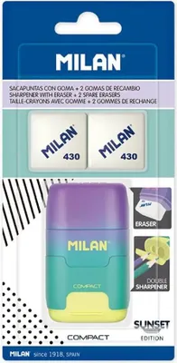Imagen del producto de Lápiz afilado compacto para niños, transparente, con goma de borrar y 2 gomas de borrar de repuesto. Talla única