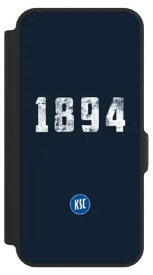 Produktbild von NIVOCASE Klapphülle für Samsung Galaxy A57 5G  Handyhülle aus Kunst Leder NIVOflip schwarz Bundesliga KSC Karlsruher SC