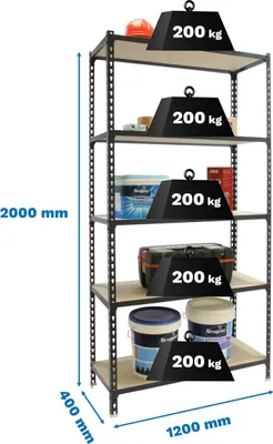 Zdjęcie produktu dla MADERCLICK MEGAPLUS 5/400 metaliczny półka ANTRACYT/DREWNO