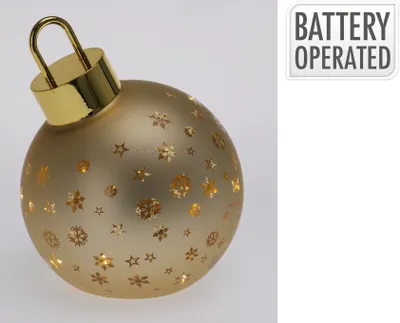 Productafbeelding van Kerstbal met led 15 cm mat goud kerstversiering Nampook