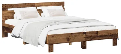 Image de Cadre de lit en bois massif, dimensions 135 x 190 cm, matériau : bois
