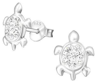 Produktbild von Kinderohrstecker: Silber Ohrringe für Mädchen und Damen „Kristall Schildkröte“ Crystal