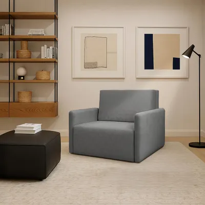 Produktbild von Sofa DALIA I, Wohnzimmer, modernes Schlafsofa Couch 2-Sitzer Sofa freistehendes Polstersofa Bettkasten 131 cm Schlaffunktion Grau Luda 10