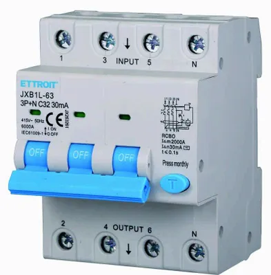 Immagine prodotto di Ettroit Interruttore Magnetotermico Differenziale 3P+N 32A 30mA 380V-6KA JX263261