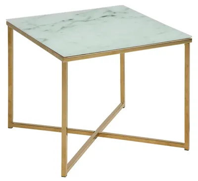 Produktbild von Actona Couchtisch Beistelltisch Kaffeetisch weiß gold 50x50x42 cm Wohnzimmer Glamour