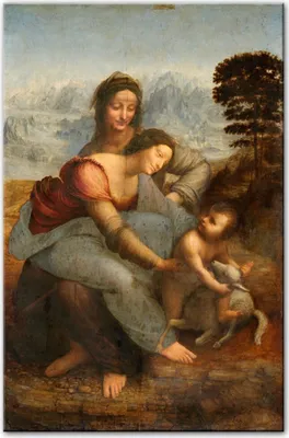 Produktbild von TPFLiving Kunstdruck LW-515 (OHNE RAHMEN) Poster - Leinwand - Wandbild - Hochauflösender Giclée-Druck, langlebig und hochwertig - Da Vinci - Frauen mit Kind -  - Größe: 40x60cm