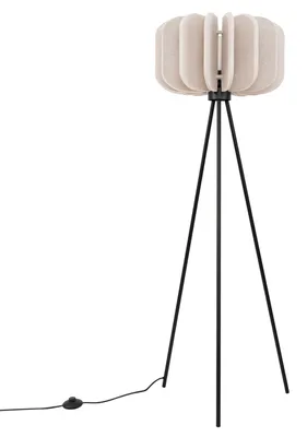 Produktbild von Stehlampe Stahl Filz Beige E27 Modern Tripod Schalter wohnlich gemütlich Wohnzimmer Schlafzimmer H:134 cm Stehleuchte Dreibein