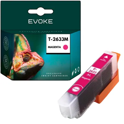 Productafbeelding van Evoke compatibele inkt voor Epson T2633 2633 C13T26334010 Magenta, 14 ml, geschikt voor 1010 pagina's, voor de modellen Expression Premium XP-510, XP-520, XP-600, XP-605, XP-610, XP-615, XP-620, XP-625, XP-700, XP-710, XP-720, XP-800, XP-810, XP-820