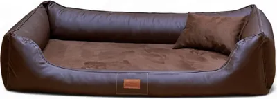 Produktbild von tierlando® MADDOX VIP Orthopädisches Hundebett VISCO Velours Kunstleder S - XXL - Größe: 120x85cm | Farbe: 01 Braun