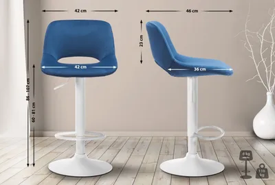 Produktbild von 2er Set Barhocker Camden Samt weiß blau