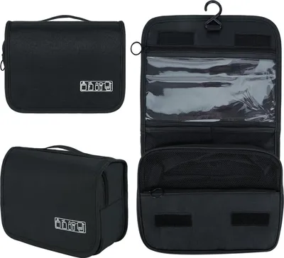 Image de Trousse de toilette suspendue, trousse de toilette pliable pour homme, trousse de toilette imperméable pour homme, trousse de toilette de voyage pour femme, grande trousse de toilette pour homme, trousse de toilette suspendue (noire)