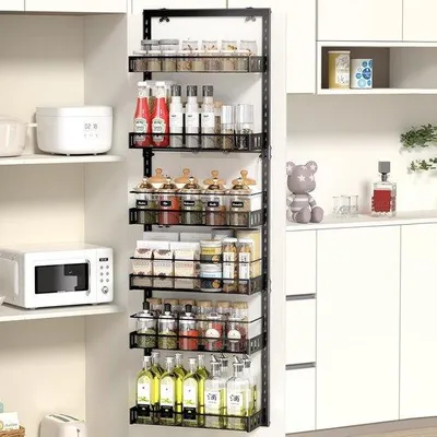 Produktbild von Famanu Metallregal mit 6 Ebenen - Verstellbarer Türorganizer in Schwarz