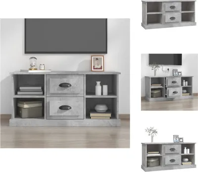 Zdjęcie produktu dla vidaXL Szafka pod TV betonowa szara 99,5x35,5x48 cm materiał drewnopochodny - Meble TV